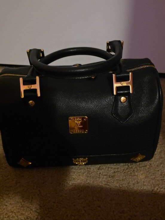 MCM Handbags - MCM Boston Black Leather Bag